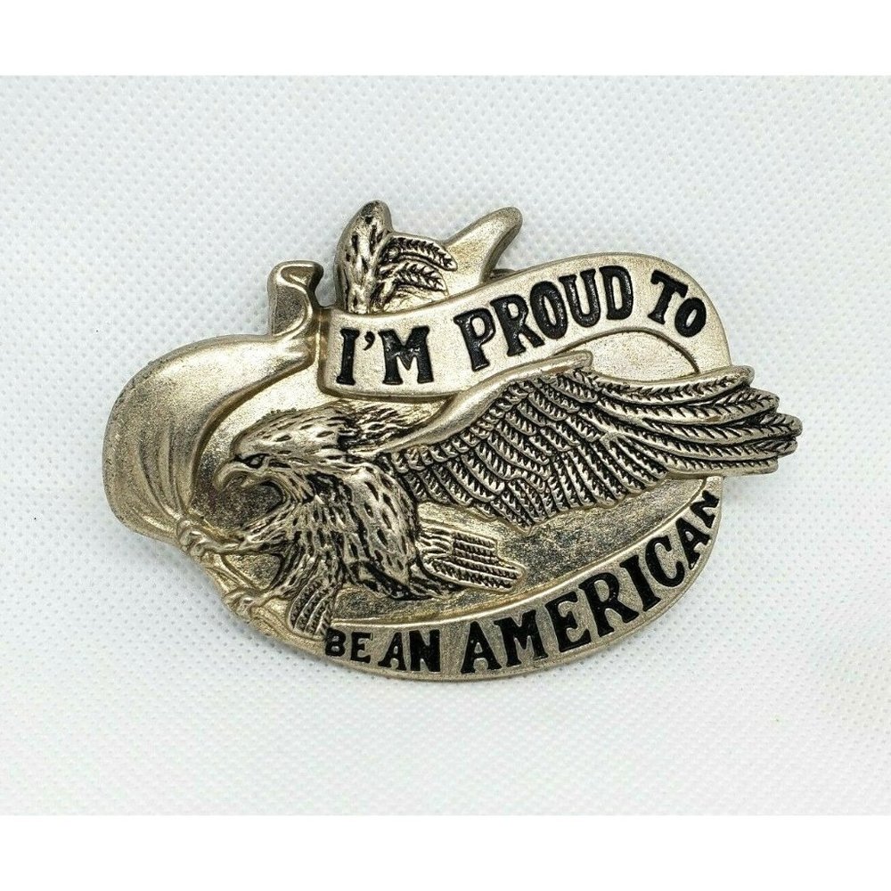 Im Proud To Be An American Eagle Silver Tone Light Weight Belt Buckle